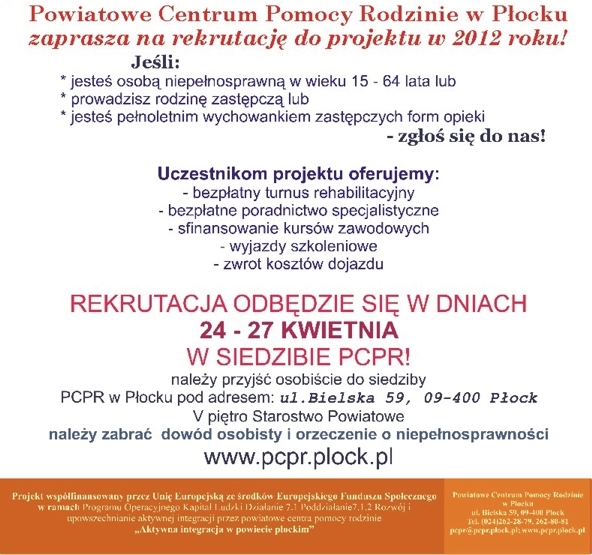 Plakat zapraszający do udziału w projekcie EFS 2012